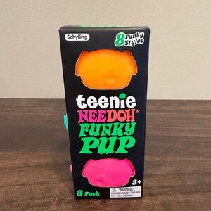 NeeDoh Teenie Funky Pup 3-Pack - Bright Orange, Teal  & Pink